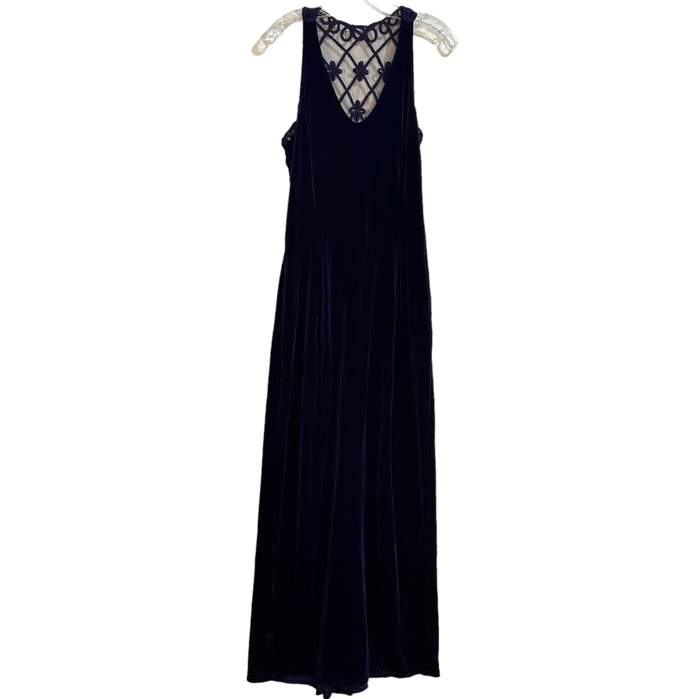 Jessica McClintock purple long formal size 11/12 stretch velour appliquéd back